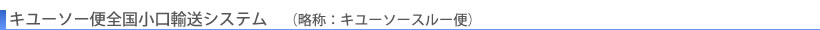 キユーソー便全国小口輸送システム　（略称：キユーソースルー便）